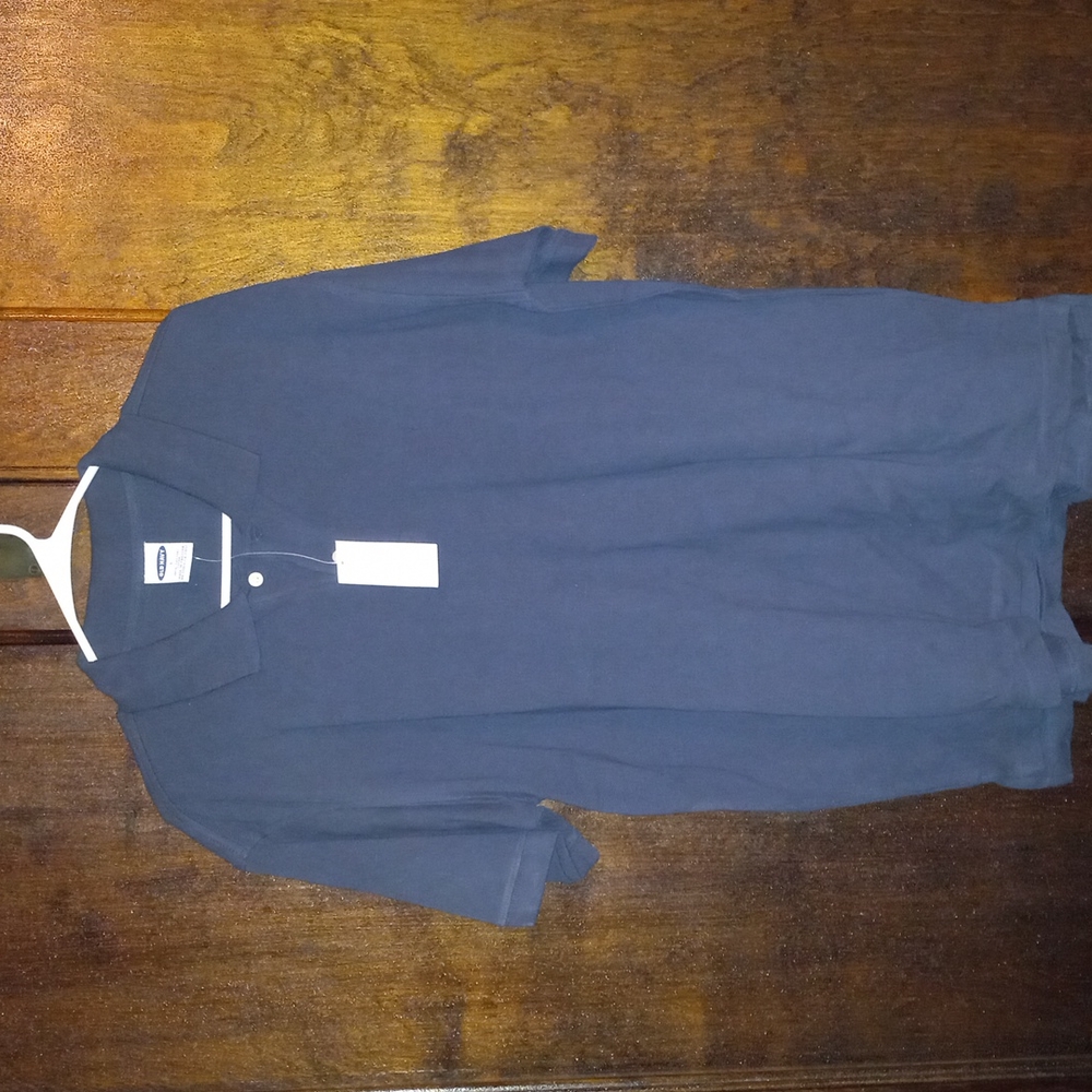 Old Navy: dark navy blue short sleeve heavy knitted polo